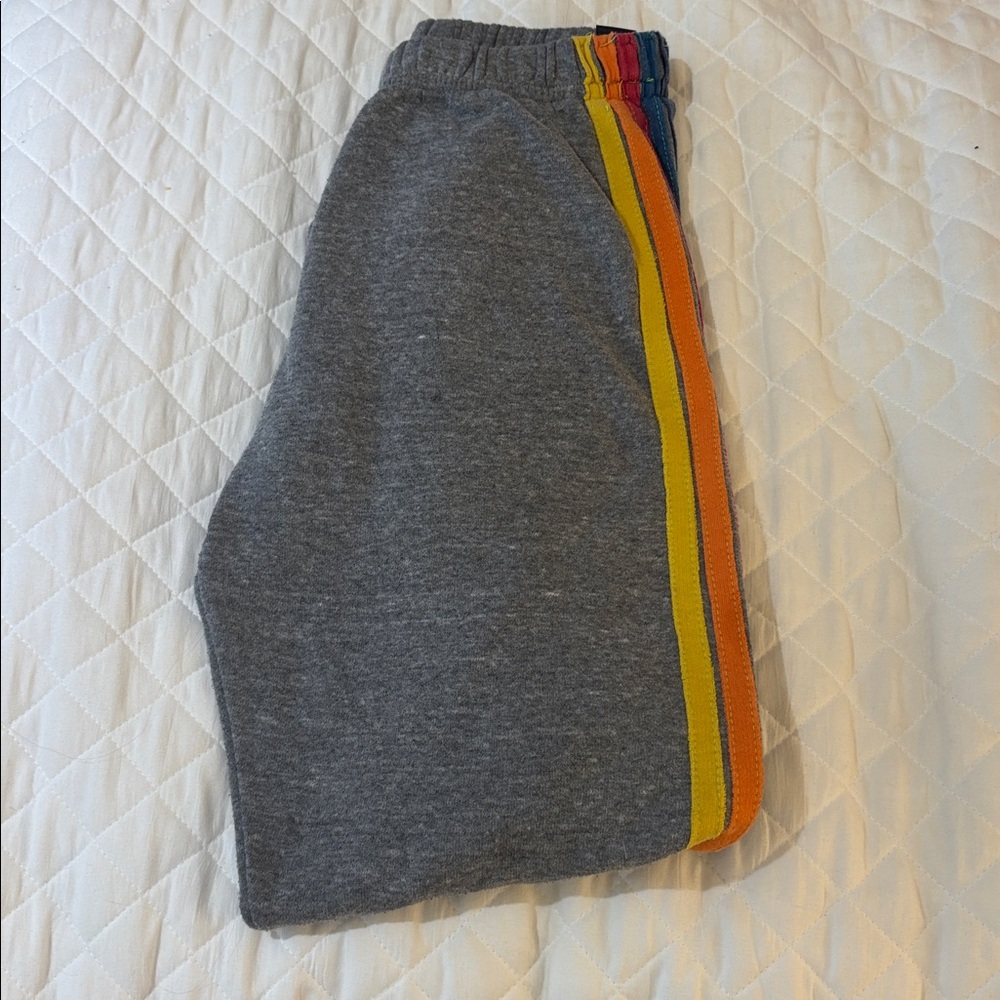 Aviator Nation Gray Shorts with Colorful Stripes